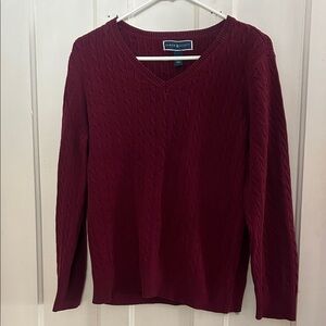 Karen Scott Women's Rich Burgundy V-Neck Sweater